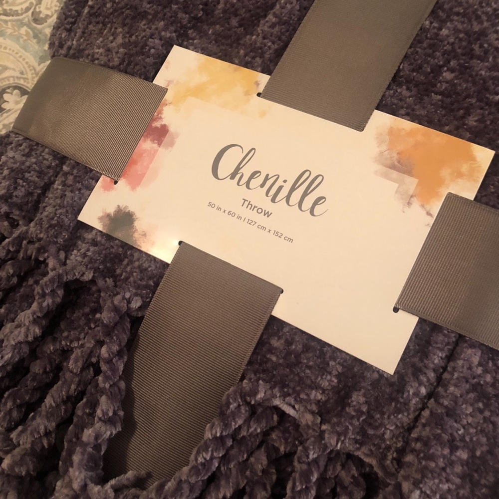 Beautiful Dark Grey Chenille Throw Blanket